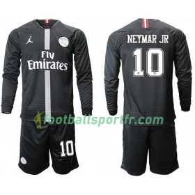 Tenue Paris Saint Germain NEYMAR JR 10 Jordan Noir Enfant Troisieme 2018-2019 Maillot de Foot ML